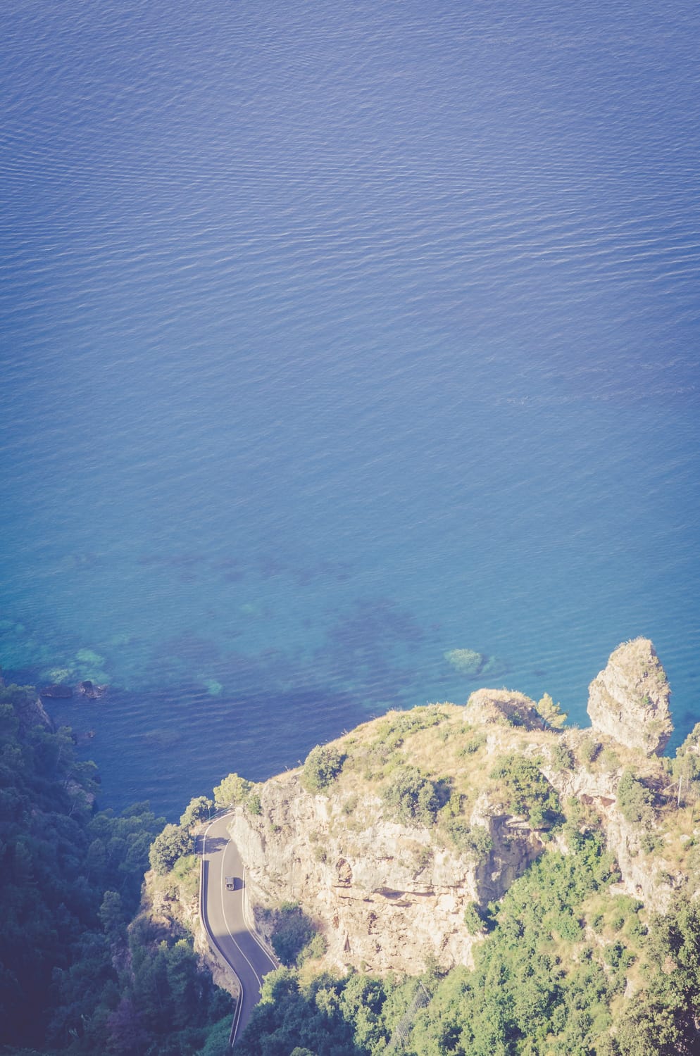 The clear waters of the Mediterranean, as seen from the top of the mountains